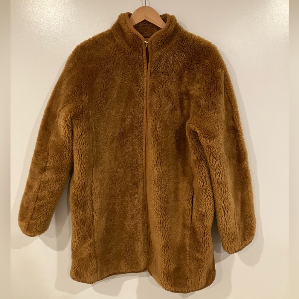 J. Crew Women's Plush Teddy Jacket in Caramel Brown